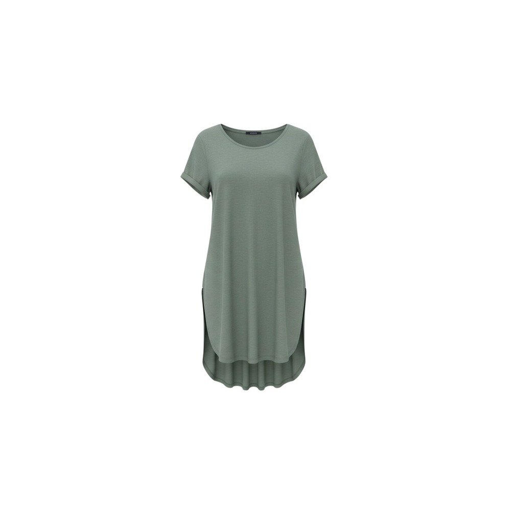 Ambiance Tunic Top Womens Small Green Short Sleeve High-Low Hem Crew Neck